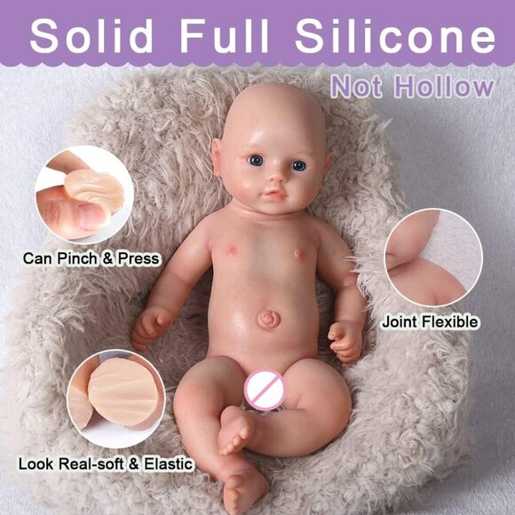 🆕 16.5Inches Soft Vinyl Body Realistic Reborn Baby Boy Doll - Picture 7 of 8